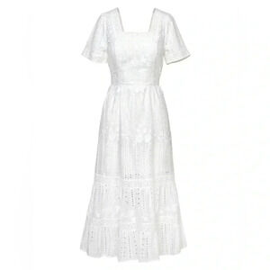 Adelyn  Rae Embroidered Cotton Day Midi Dress